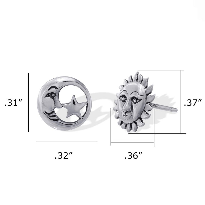Boma Jewelry Sterling Silver Sun Moon & Star Mismatched Stud Earrings - Image 5